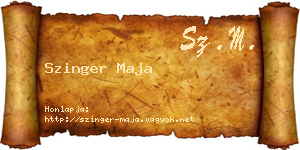Szinger Maja névjegykártya